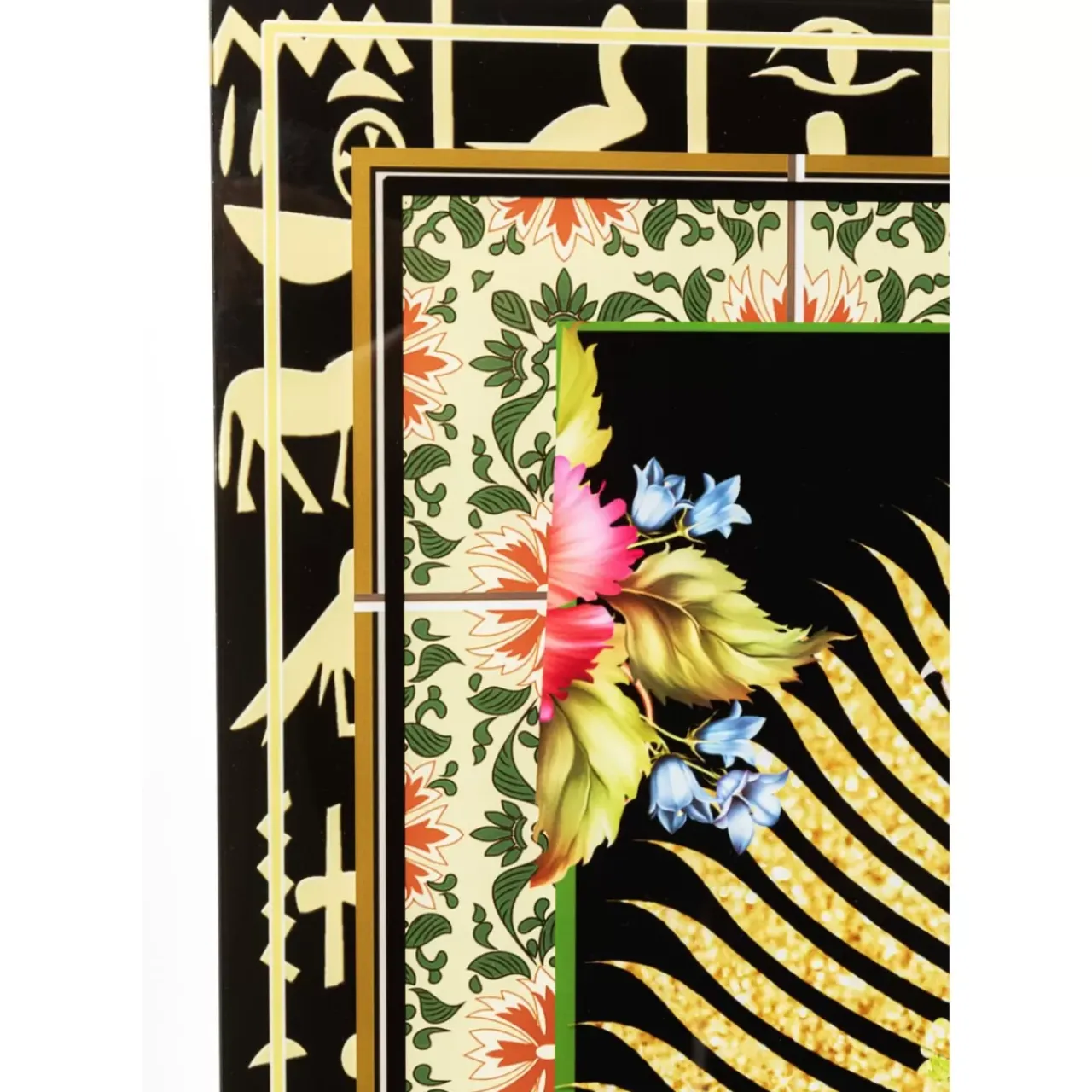 Bilder-KARE Design Glasbild Beetle Flower 100X100Cm