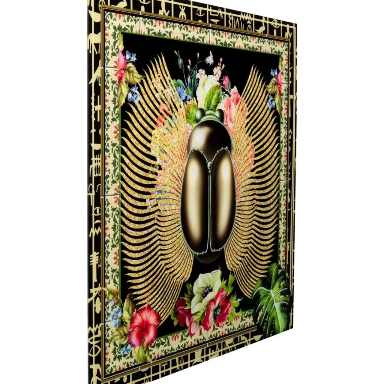 Bilder-KARE Design Glasbild Beetle Flower 100X100Cm