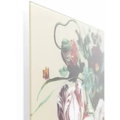 Bilder-KARE Design Glasbild Bouquet Beauty Beige 100X100Cm
