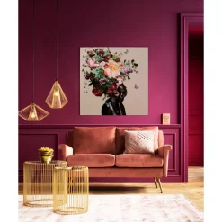 Bilder-KARE Design Glasbild Bouquet Beauty Beige 100X100Cm