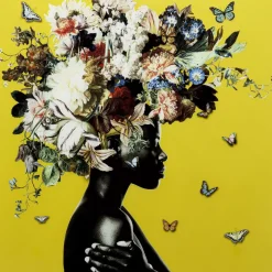 Bilder-KARE Design Glasbild Bouquet Beauty Gelb 100X100Cm