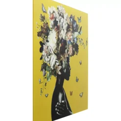 Bilder-KARE Design Glasbild Bouquet Beauty Gelb 100X100Cm