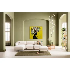 Bilder-KARE Design Glasbild Bouquet Beauty Gelb 100X100Cm