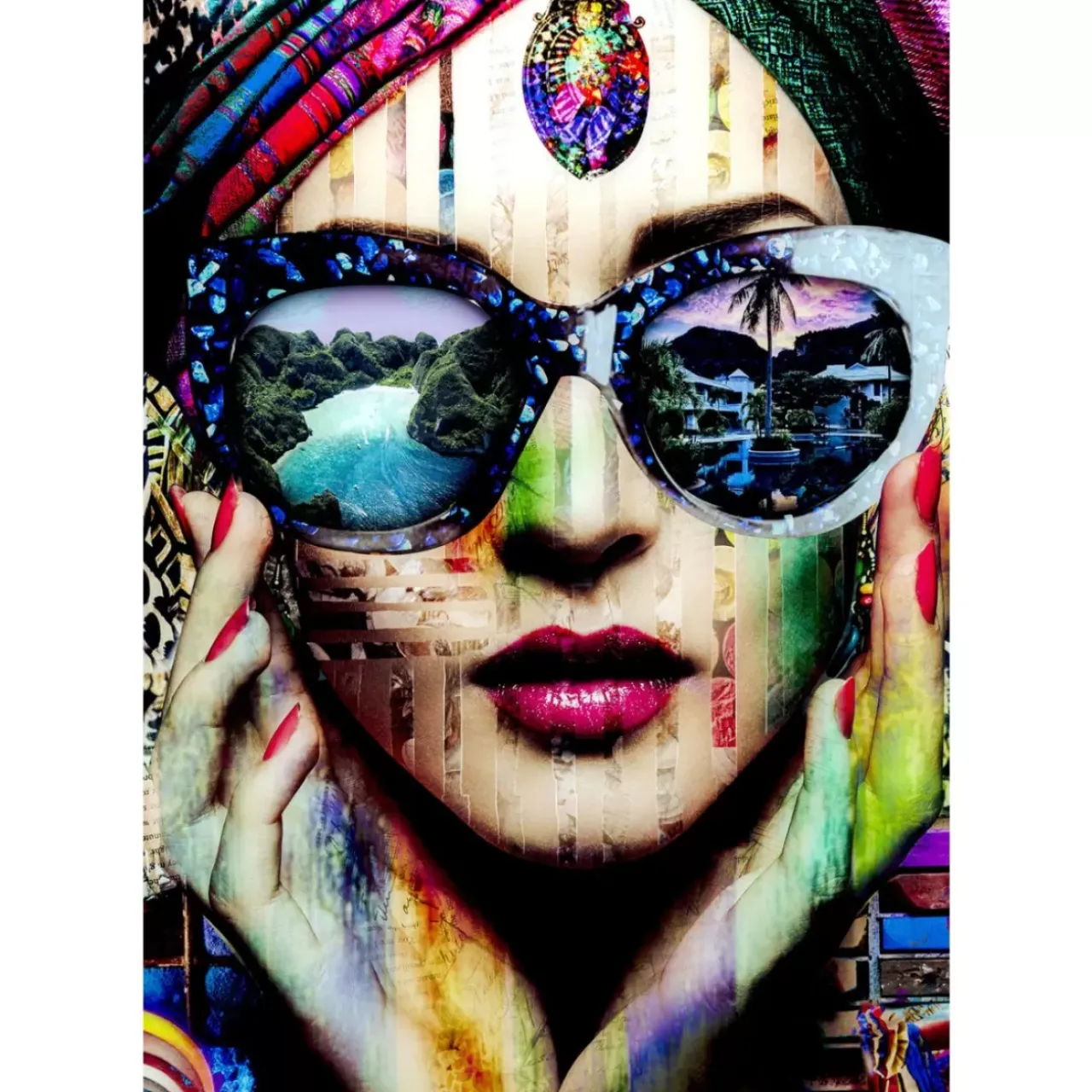 Bilder-KARE Design Glasbild Colorful Artist 80X120Cm