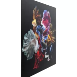 Bilder-KARE Design Glasbild Colorful Swarm Fish 120X120Cm