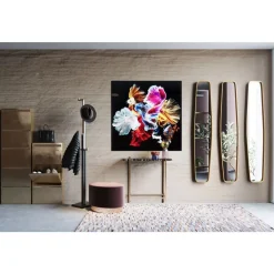 Bilder-KARE Design Glasbild Colorful Swarm Fish 120X120Cm
