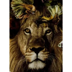 Bilder-KARE Design Glasbild Curious Lion O100Cm