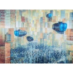 Bilder-KARE Design Glasbild 3D Future City 150X100Cm