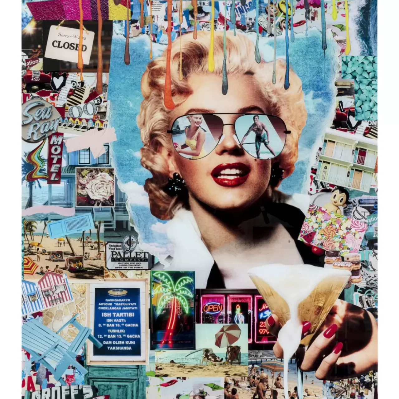 Bilder-KARE Design Glasbild Holiday In The 60S 120X150Cm