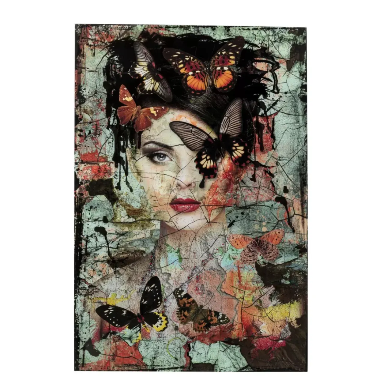 Bilder-KARE Design Glasbild Lady Butterfly 100X150Cm
