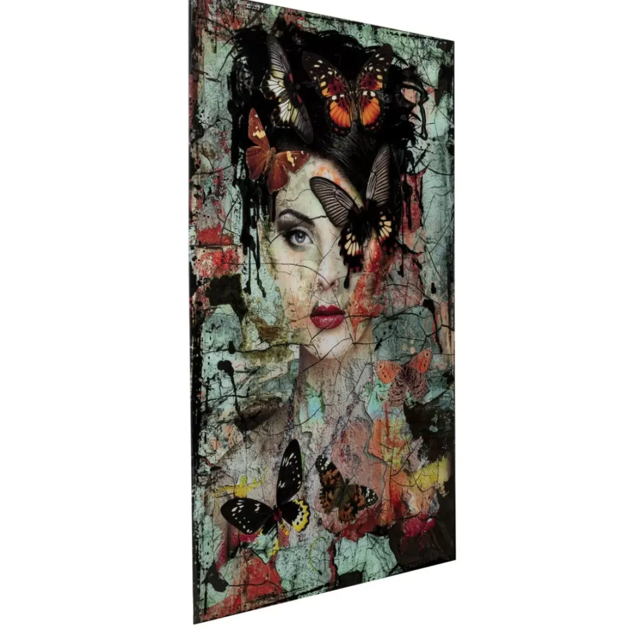 Bilder-KARE Design Glasbild Lady Butterfly 100X150Cm