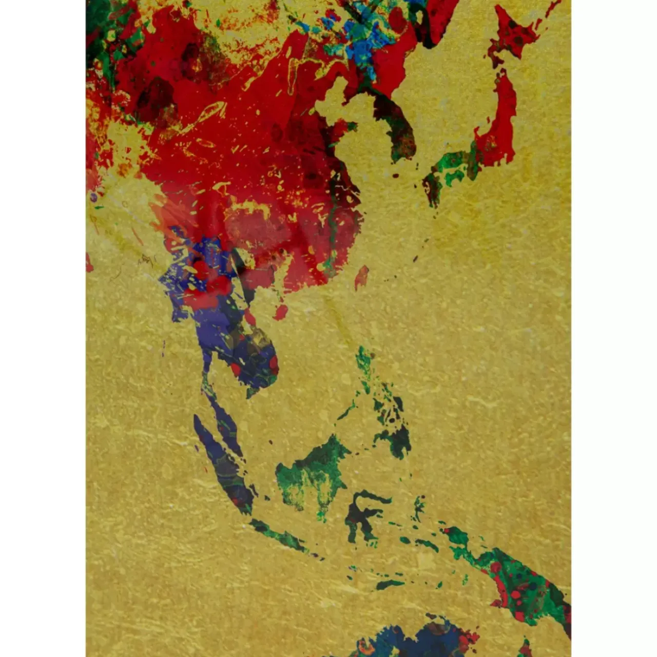 Bilder-KARE Design Glasbild Metallic Colourful Map 150X100Cm