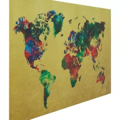 Bilder-KARE Design Glasbild Metallic Colourful Map 150X100Cm
