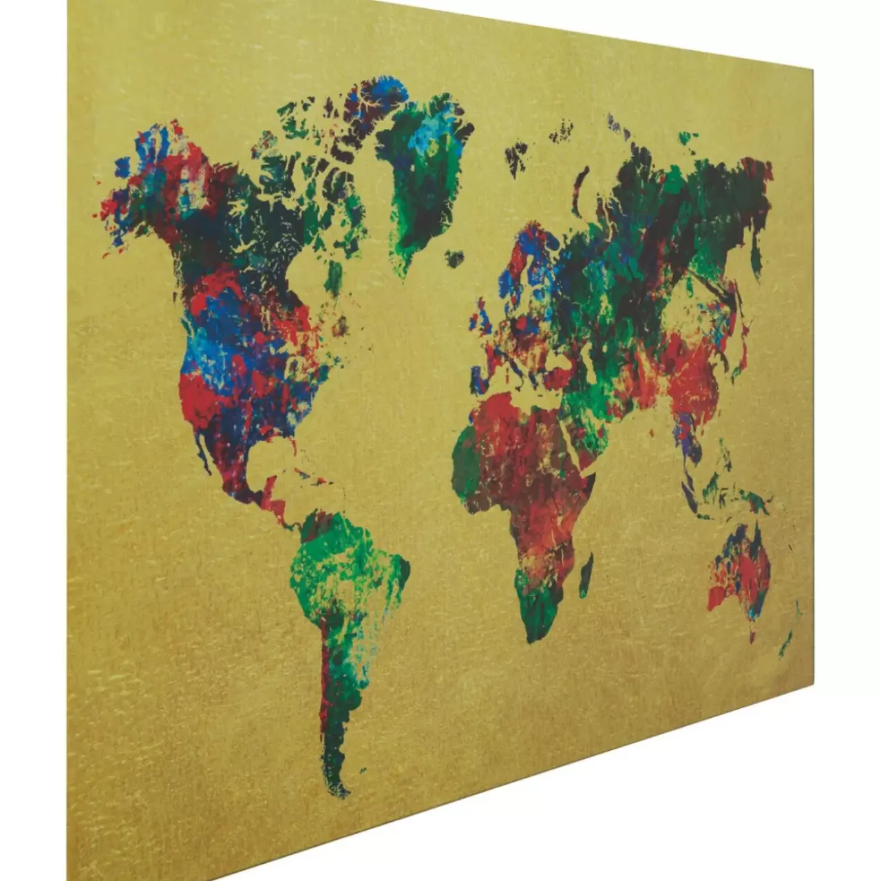 Bilder-KARE Design Glasbild Metallic Colourful Map 150X100Cm