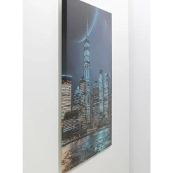 Bilder-KARE Design Glasbild Night Skyline 90X120Cm