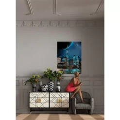 Bilder-KARE Design Glasbild Night Skyline 90X120Cm