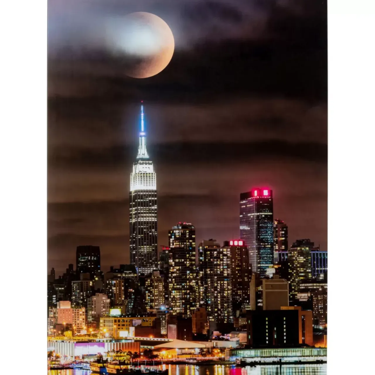 Bilder-KARE Design Glasbild Skyline Moon 80X120Cm