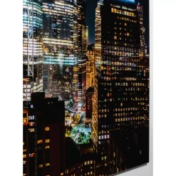 Bilder-KARE Design Glasbild Skyline Night 150X100Cm