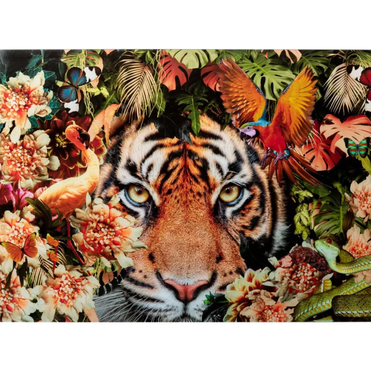 Bilder-KARE Design Glasbild Tiger On Hunt 150X100Cm