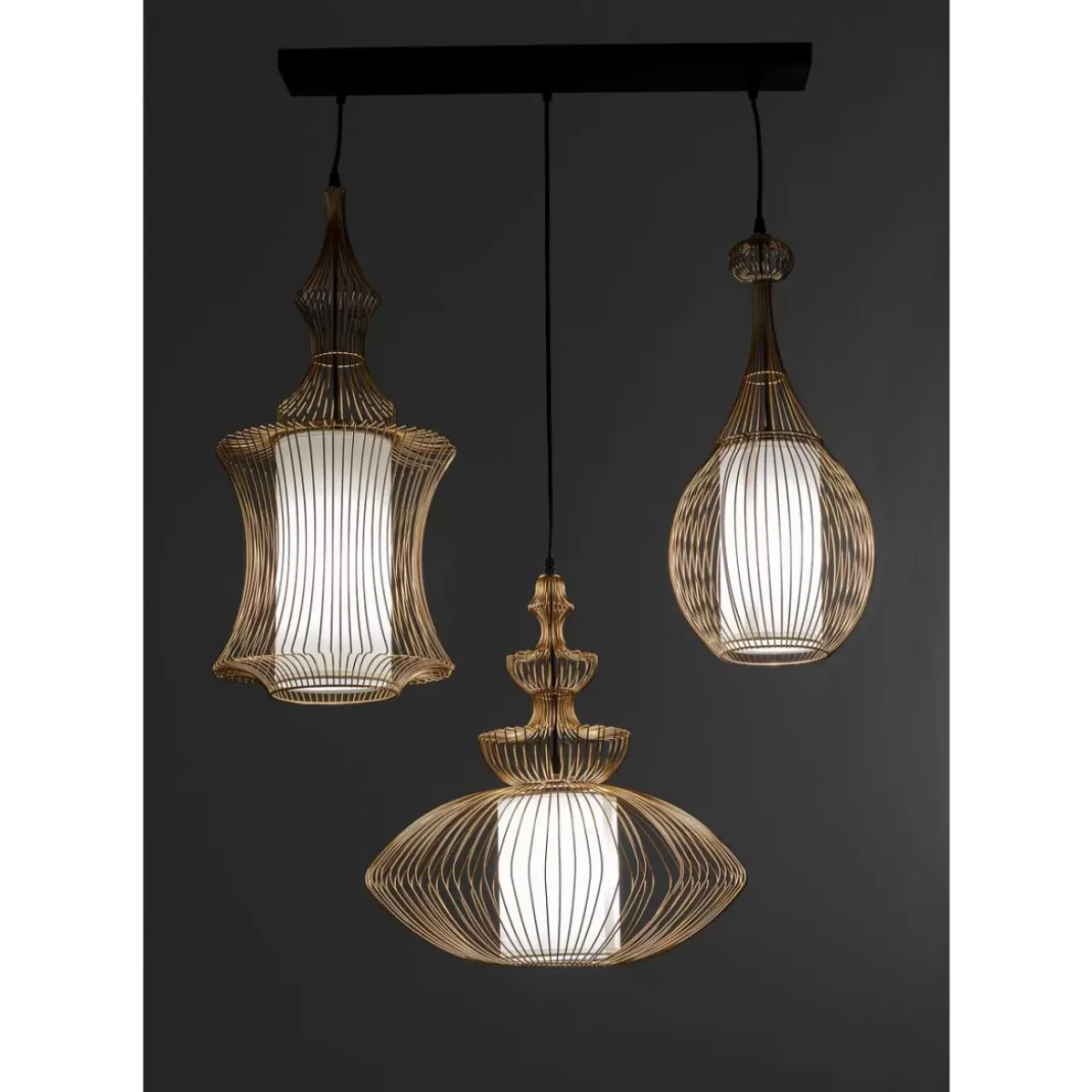 Hängeleuchten-KARE Design Hangeleuchte Swing Iron Tre Gold