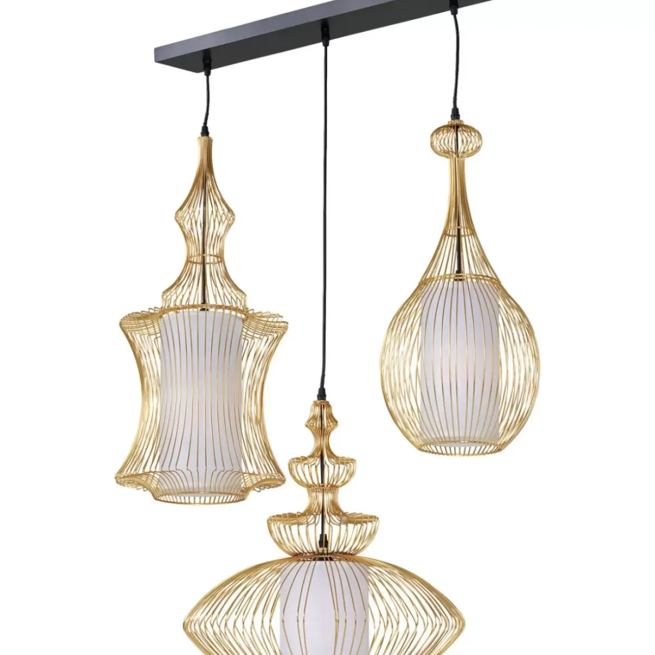 Hängeleuchten-KARE Design Hangeleuchte Swing Iron Tre Gold