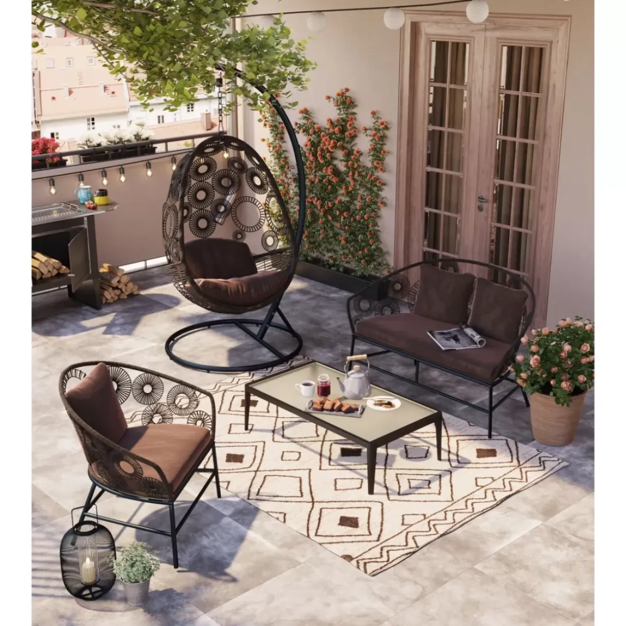 Outdoormöbel-KARE Design Hangesessel Ibiza Braun