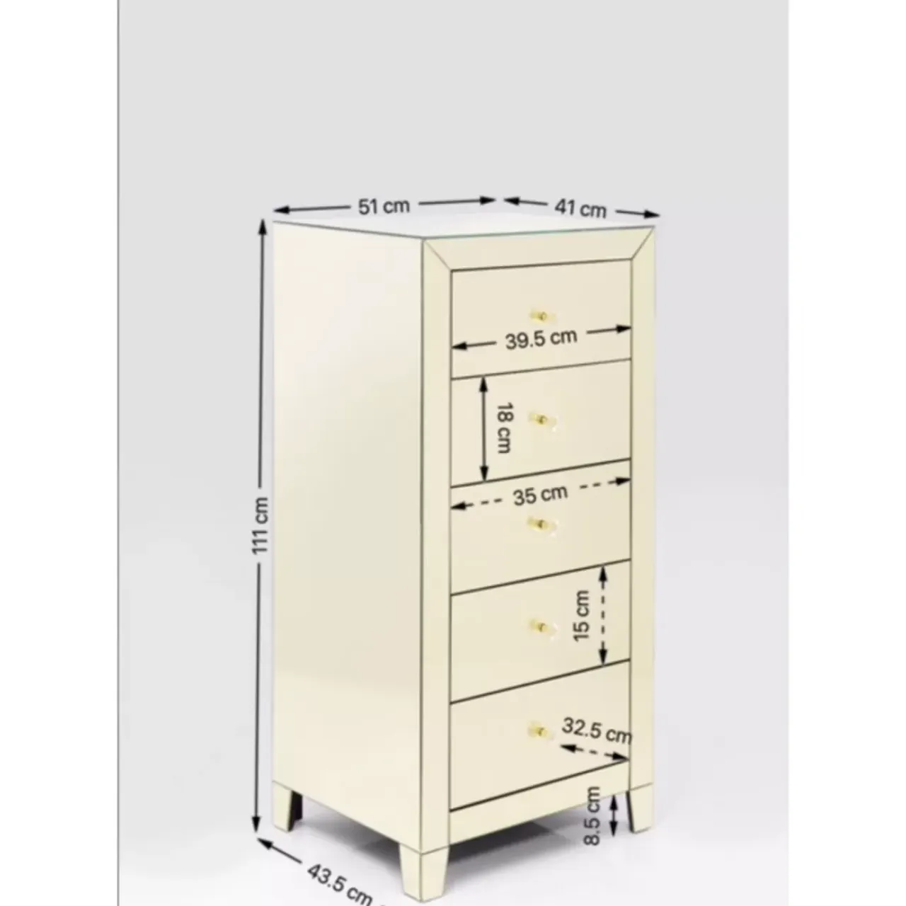 Kommoden & Sideboards-KARE Design Hochkommode Luxury Champagne 5 Schube