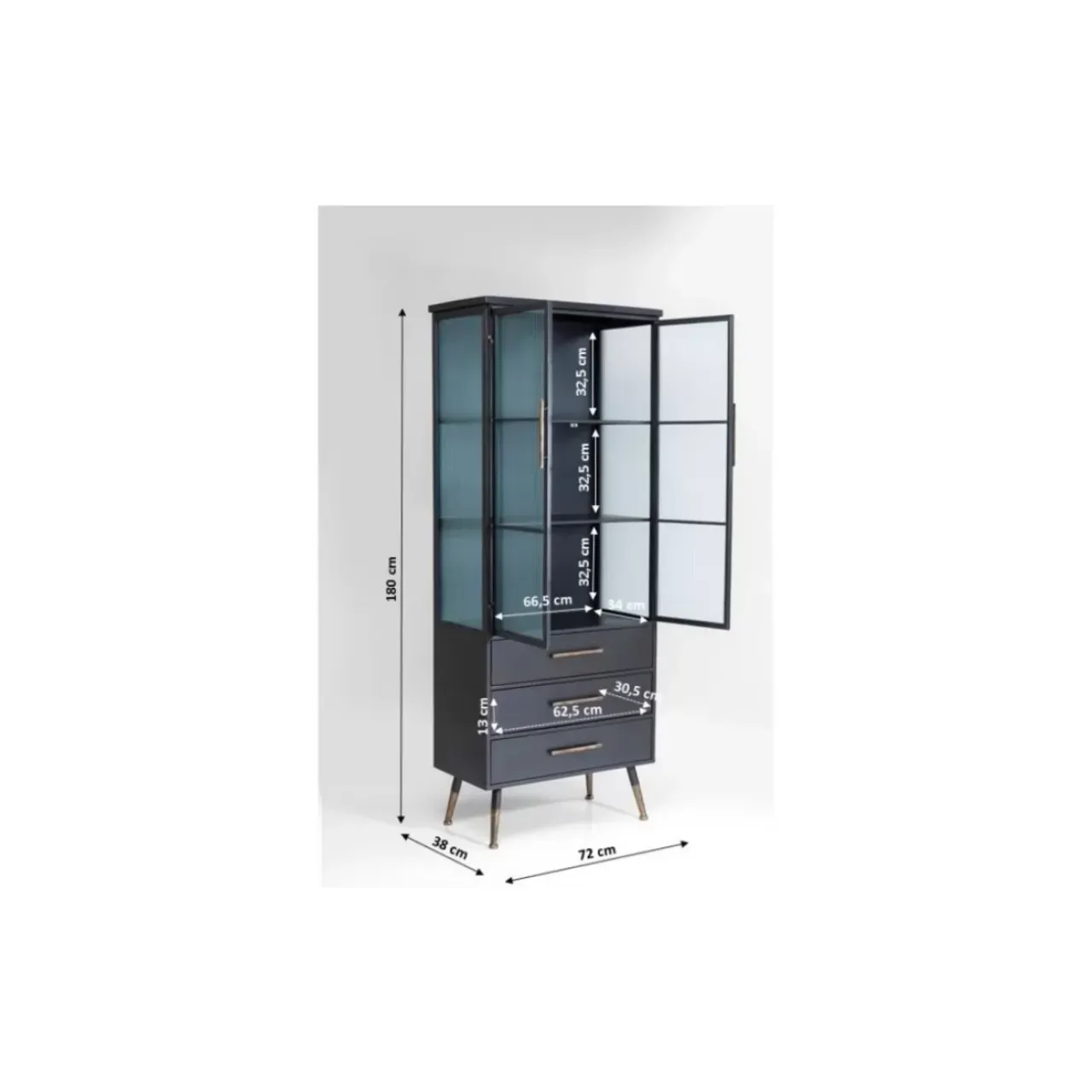 Regale-KARE Design Hochschrank La Gomera 2 Turen 3 Schube