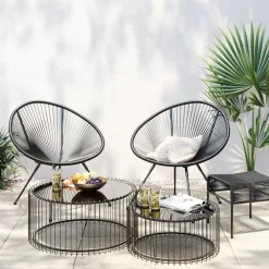 Outdoormöbel-KARE Design Hocker Acapulco Schwarz