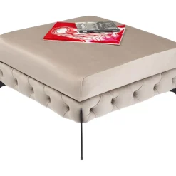 Sitzbänke-KARE Design Hocker Bellissima Velvet Beige 80Cm