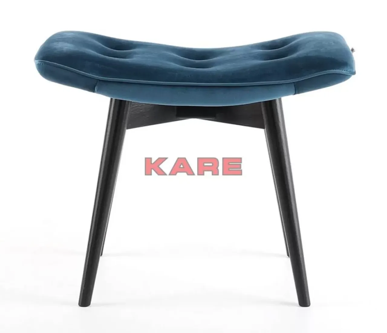 Sitzbänke-KARE Design Hocker Black Vicky Velvet Petrol 46X59Cm