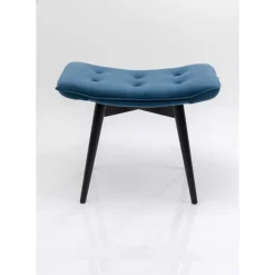 Sitzbänke-KARE Design Hocker Black Vicky Velvet Petrol 46X59Cm
