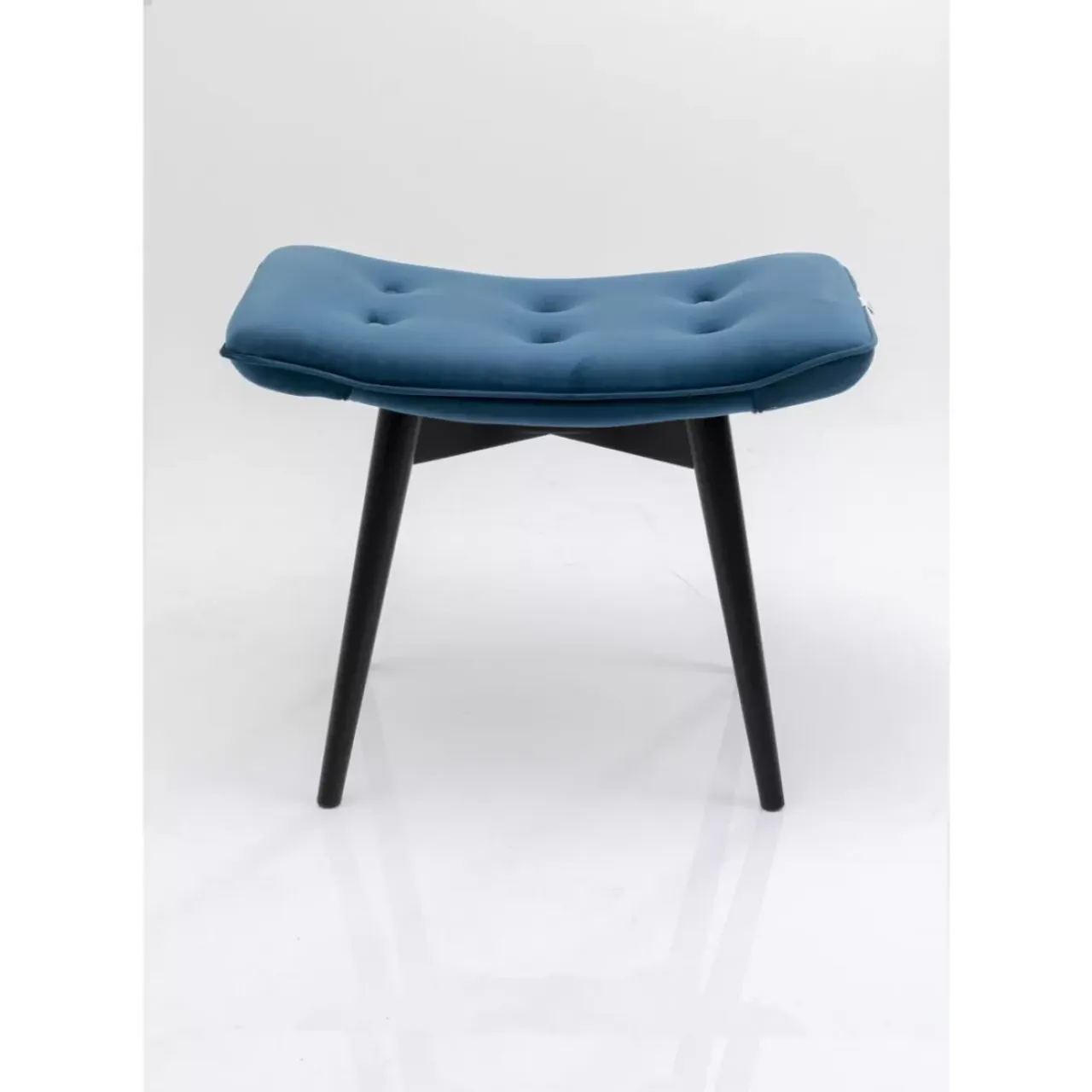 Sitzbänke-KARE Design Hocker Black Vicky Velvet Petrol 46X59Cm
