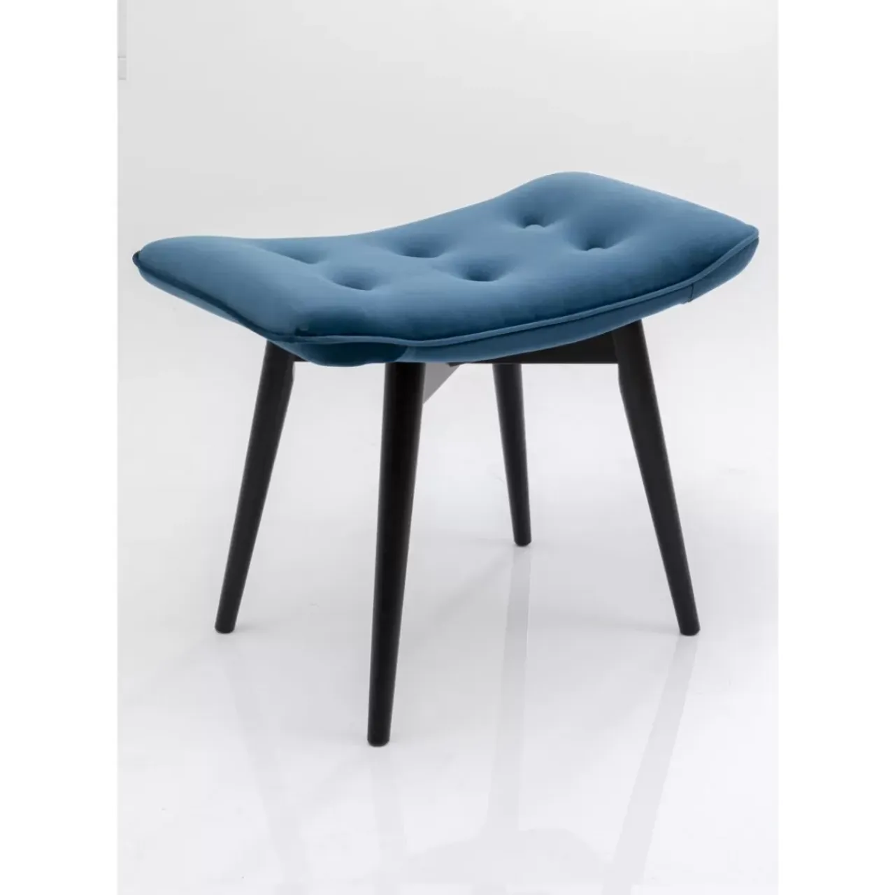 Sitzbänke-KARE Design Hocker Black Vicky Velvet Petrol 46X59Cm