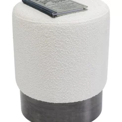 Sitzbänke-KARE Design Hocker Cherry Boucle Creme Smoke O35Cm