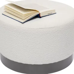 Sitzbänke-KARE Design Hocker Cherry Boucle Creme Smoke O55Cm