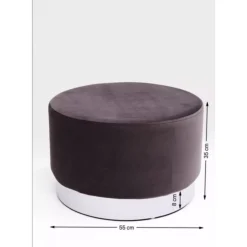 Sitzbänke-KARE Design Hocker Cherry Dunkelgrau Silver O55Cm