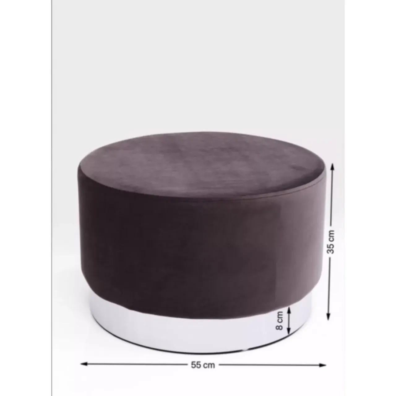 Sitzbänke-KARE Design Hocker Cherry Dunkelgrau Silver O55Cm