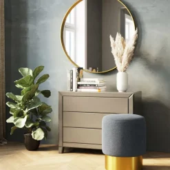 Sitzbänke-KARE Design Hocker Cherry Lina Hellbau Brass O35Cm