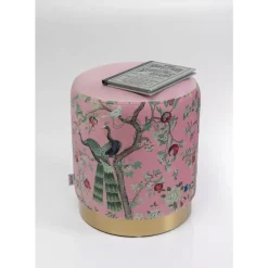Sitzbänke-KARE Design Hocker Cherry Peacock Brass O32Cm