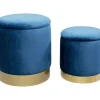 Sitzbänke-KARE Design Hocker Cherry Storage Blau Brass (2/Set)