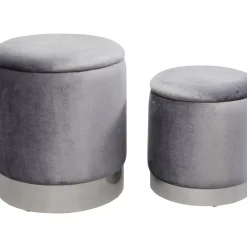 Sitzbänke-KARE Design Hocker Cherry Storage Grau Silber (2/Set)