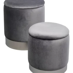 Sitzbänke-KARE Design Hocker Cherry Storage Grau Silber (2/Set)
