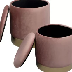 Sitzbänke-KARE Design Hocker Cherry Storage Rose Brass (2/Set)