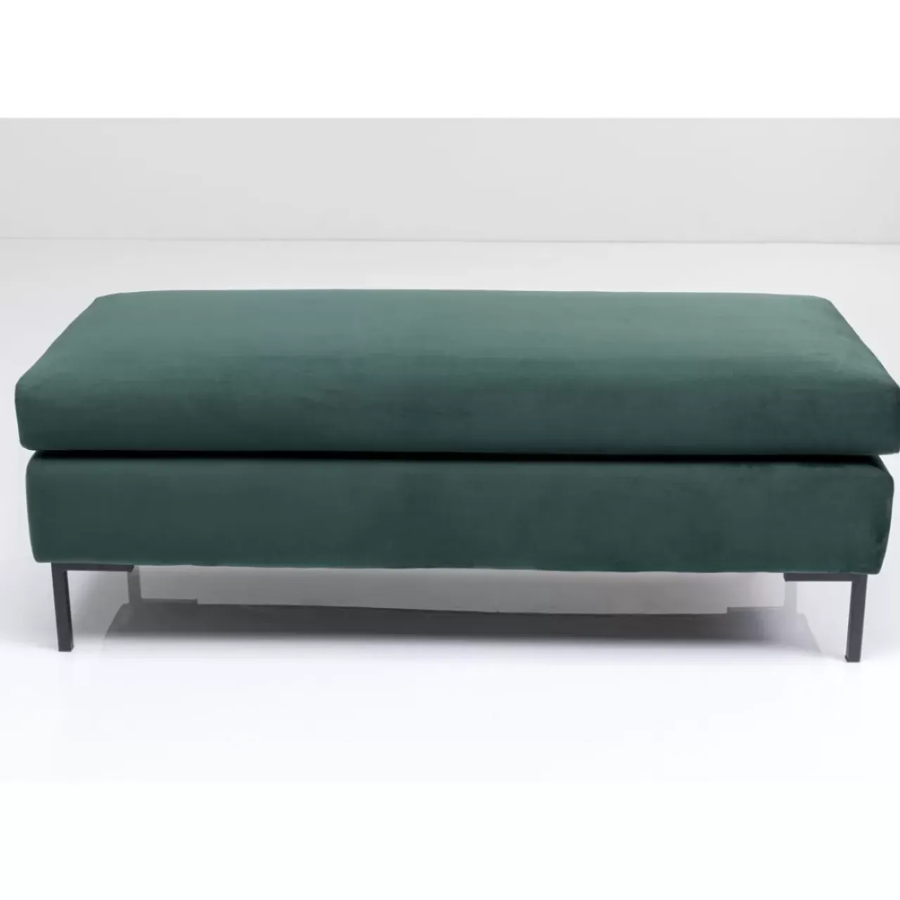 Sitzbänke-KARE Design Hocker Gianni Velvet Dunkelgrun Schwarz