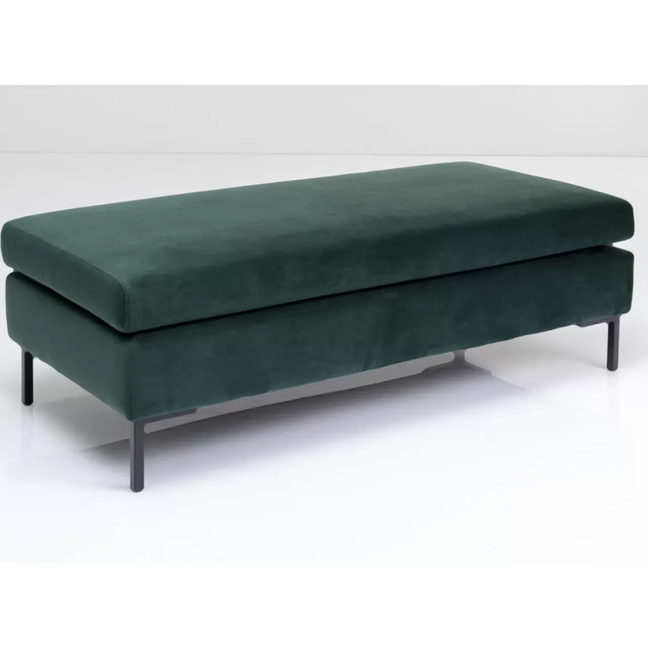 Sitzbänke-KARE Design Hocker Gianni Velvet Dunkelgrun Schwarz