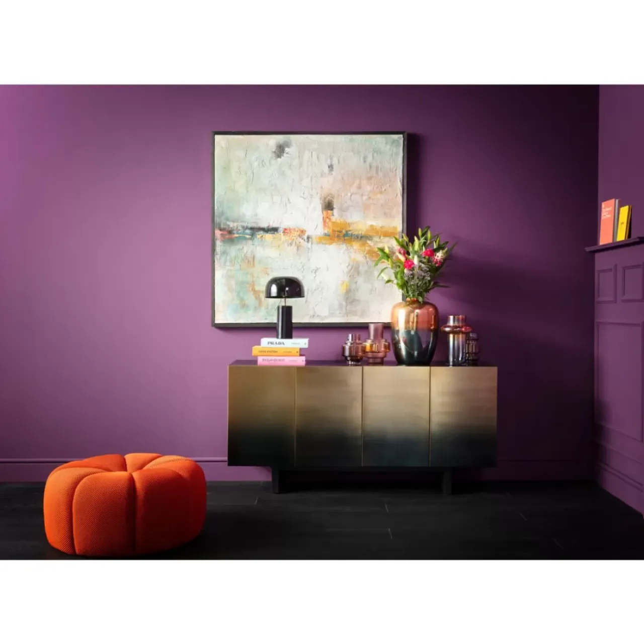 Sitzbänke-KARE Design Hocker Peppo Lounge Orange O80Cm