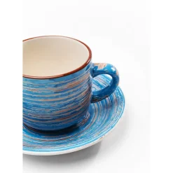 Geschirr & Tischaccessoires-KARE Design Kaffeetasse Swirl Blau (2/Set)
