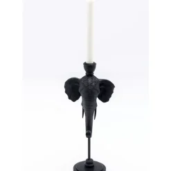 Kerzenständer & Laternen-KARE Design Kerzenständer Elephant Head Schwarz 36Cm