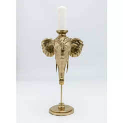 Kerzenständer & Laternen-KARE Design Kerzenständer Elephant Head Gold 49Cm
